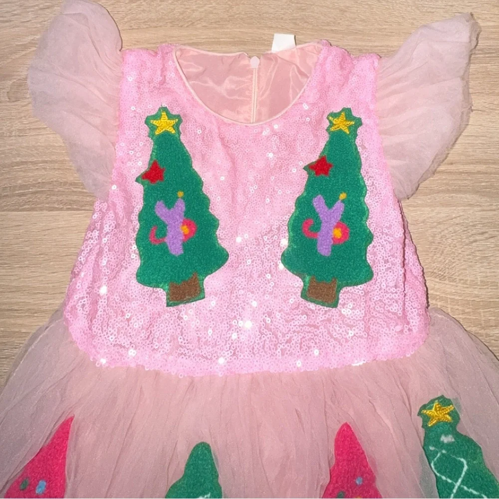Mini Taylor Toddler Girl Fun Christmas Tree Party Pink Tulle Dress Size 2-3‎